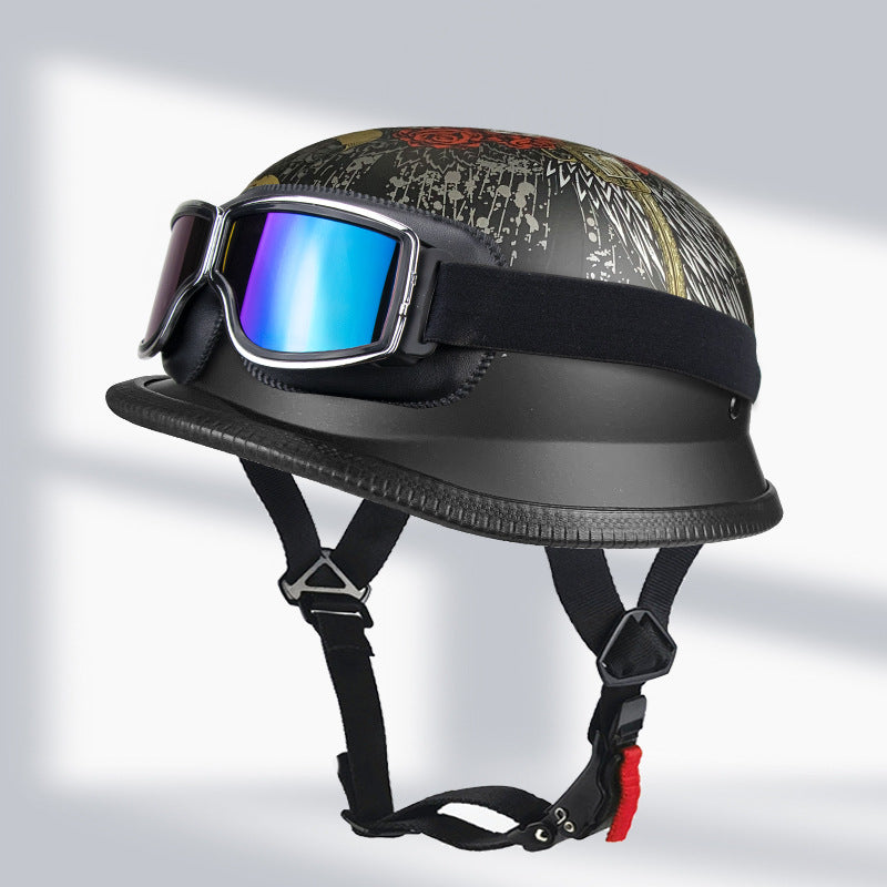 Cross-Border Exclusive Dot German-Style Soldier Helmet, Vintage Helmet, Scooter Cruiser Half Helmet, Unisex, Dot Certified