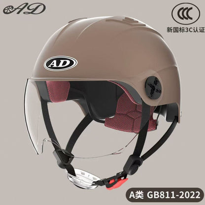 Ad Electric Motorcycle Helmet for Men and Women, Summer 3C Certified Half Helmet, Battery Car Safety Helmet, Sun Protection for Riding