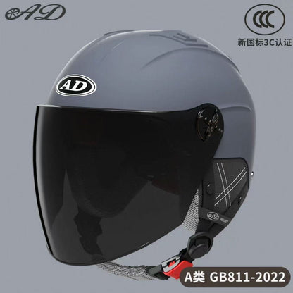 Ad Electric Motorcycle Helmet for Men and Women, Summer 3C Certified Half Helmet, Battery Car Safety Helmet, Sun Protection for Riding