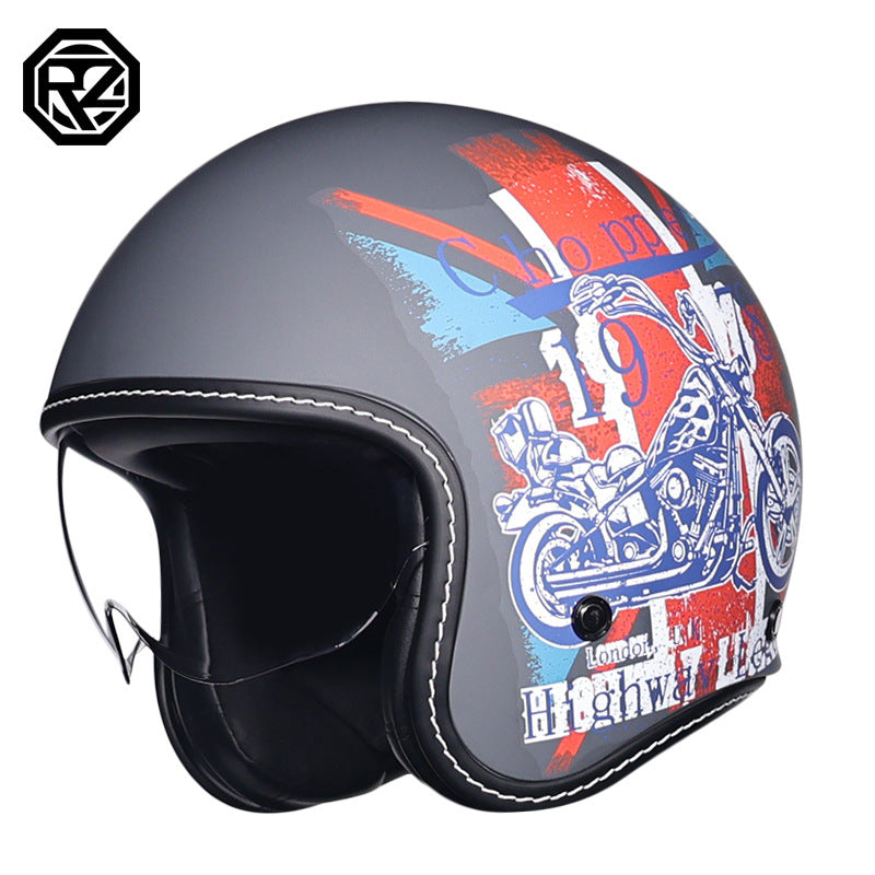 Orz Retro Helmet for Men and Women 3C Certified Motorcycle Half Helmet for Girls Winter Universal Four-Season Electric Motorcycle