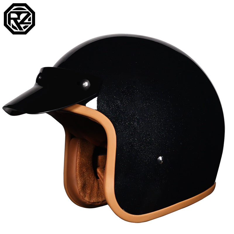 Orz Retro Helmet Motorcycle Safety Helmet High Color Value Pedal Motorcycle Three and a Half Helmet Men and Women Four Seasons