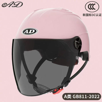 Ad Electric Motorcycle Helmet for Men and Women, Summer 3C Certified Half Helmet, Battery Car Safety Helmet, Sun Protection for Riding