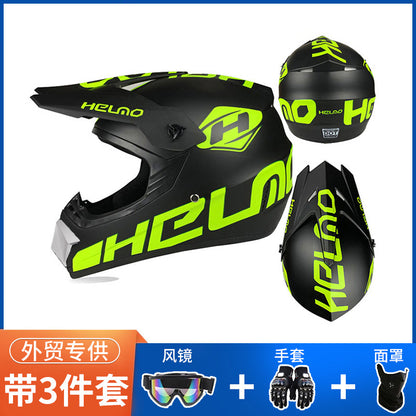 Off-Road Helmet Dot Certified Atv Helmet Cycling Mountain Bike Kart Helmet Three-Piece Set Motorcycle