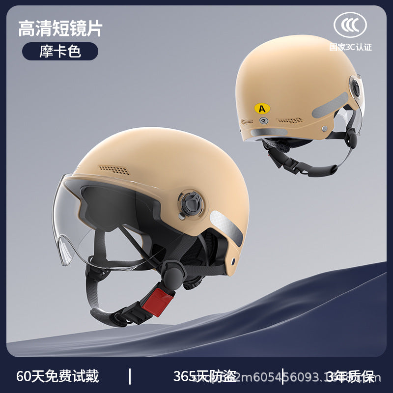 New National Standard 3C Certified Electric Vehicle Helmet for Men and Women in Summer, Lightweight Anti-Collision Half Helmet for Electric Scooters and Motorcycles