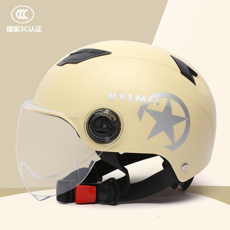 ABS material helmet battery car helmet 3C certification electric car helmet men and women four seasons universal summer helmet