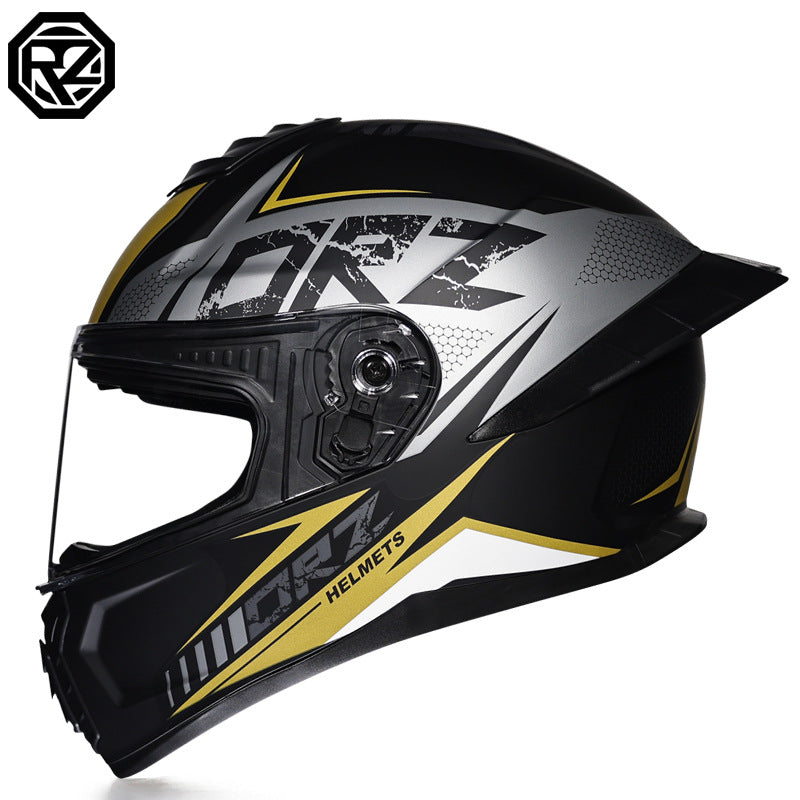 Orz3C Certified Motorcycle Helmet Men's and Women's Dual-Lens Full-Face Helmet Summer Personalized Tail Bluetooth Semi-Full Coverage