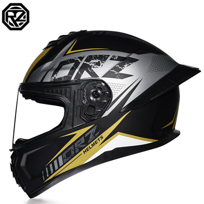 Orz3C Certified Motorcycle Helmet Men's and Women's Dual-Lens Full-Face Helmet Summer Personalized Tail Bluetooth Semi-Full Coverage