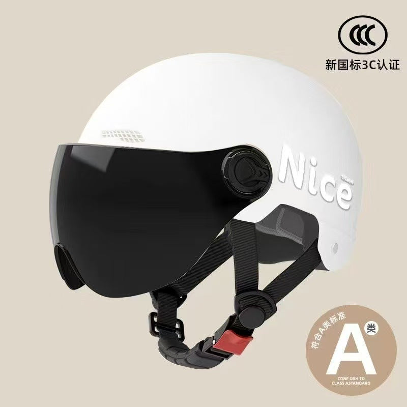 New National Standard 3C Certified Electric Vehicle Helmet for Men, Summer, Women's Battery Motorcycle Half Helmet, Lightweight Anti-Collision Helmet