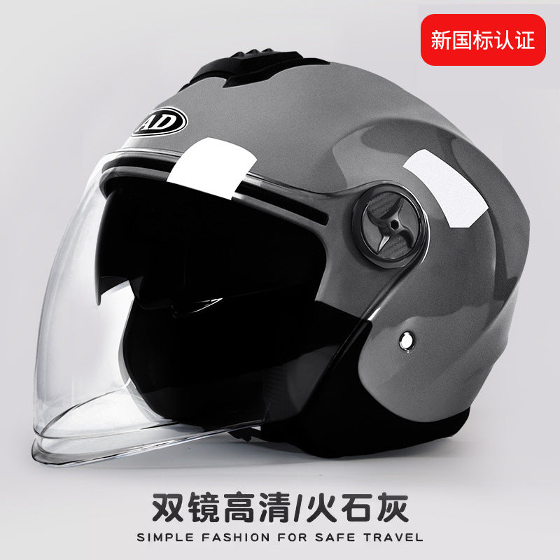 Foreign Trade Specializes in Electric Vehicle Helmets for Men and Women, Universal Motorcycle Ad Half Helmets for All Seasons, Autumn and Winter Warm Safety Helmets