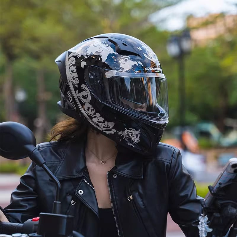 Motorcycle Helmet 3C Certified Bluetooth Men's and Women's All-Season Universal Personalized Electric Cruise Motorcycle Full-Coverage Full-Face Helmet
