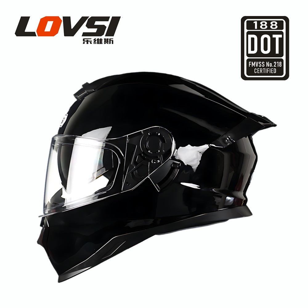 Dot Certified Winter Motorcycle Helmet Gray Dual Lens Four-Season Helmet Men's and Women's Winter Safety Helmet Full-Face Helmet