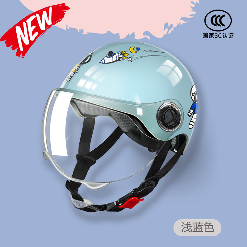 3C Certified Motorcycle Helmet Summer Collision Avoidance for Boys and Girls Aged 6-14 Four Seasons Universal Electric Vehicle Safety Helmet