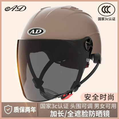 Ad Electric Motorcycle Helmet for Men and Women, Summer 3C Certified Half Helmet, Battery Car Safety Helmet, Sun Protection for Riding
