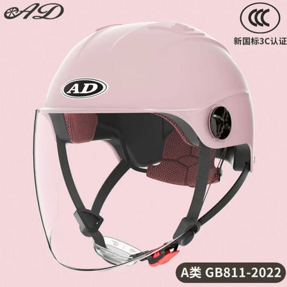 Ad Electric Motorcycle Helmet for Men and Women, Summer 3C Certified Half Helmet, Battery Car Safety Helmet, Sun Protection for Riding