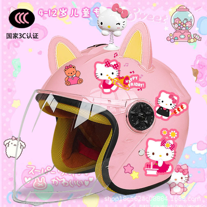 Winter Children's Electric Car Helmet Men's and Women's Cute Warm Thickened Half Helmet Motorcycle Full Helmet Autumn and Winter Helmet