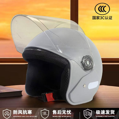 Suitable for Electric Vehicle Helmets, Autumn and Winter All-Season Helmets, Unisex Cold-Proof and Warm Motorcycle Lightweight Helmets