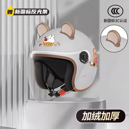 helmet 3c certification electric car men and women four seasons universal battery motorcycle safety helmet winter warm half helmet