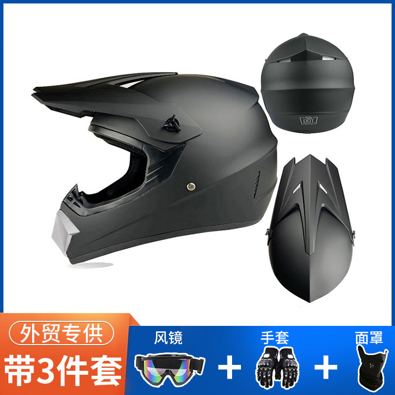 Off-Road Helmet Dot Certified Atv Helmet Cycling Mountain Bike Kart Helmet Three-Piece Set Motorcycle