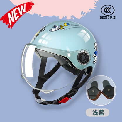 3C Certified Motorcycle Helmet Summer Collision Avoidance for Boys and Girls Aged 6-14 Four Seasons Universal Electric Vehicle Safety Helmet