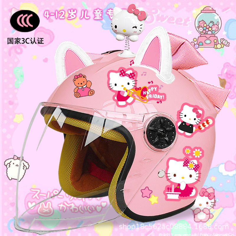 Winter Children's Electric Car Helmet Men's and Women's Cute Warm Thickened Half Helmet Motorcycle Full Helmet Autumn and Winter Helmet