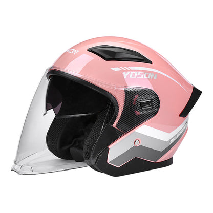 Double-Mirror National Standard Certified Helmet for Electric Vehicles, Unisex Half-Helmet for All Seasons, Safety Helmet for Riding Motorcycles