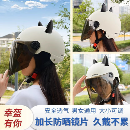 2024 New cat Ears Electric Vehicle Helmet 3c certified Men's and Women's Summer cycling Sunscreen Helmet Ready Direct Supply