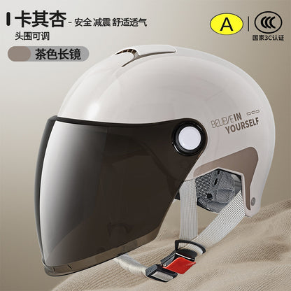 3C Certified Electric Vehicle Helmet for Men and Women Battery Motorcycle 2025 New Summer Half Helmet All-Season Safety Helmet