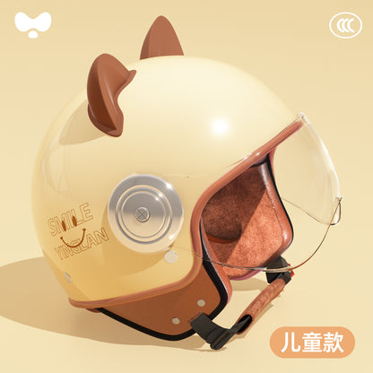Cute Winter Warm Motorcycle Helmet for Children, Parent-Child Electric Bike Helmet for Girls, 3C Certified, Boys' Safety Helmet
