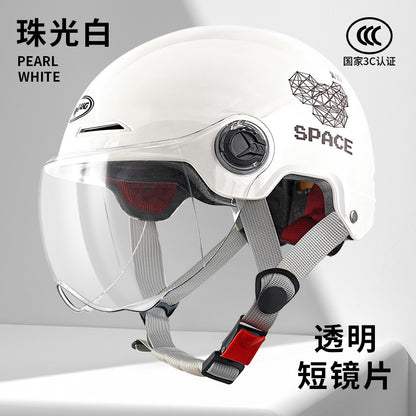 3C Certified Summer Electric Vehicle Motorcycle Helmet for Men and Women, Battery Vehicle, Universal Summer Half Helmet for All Seasons