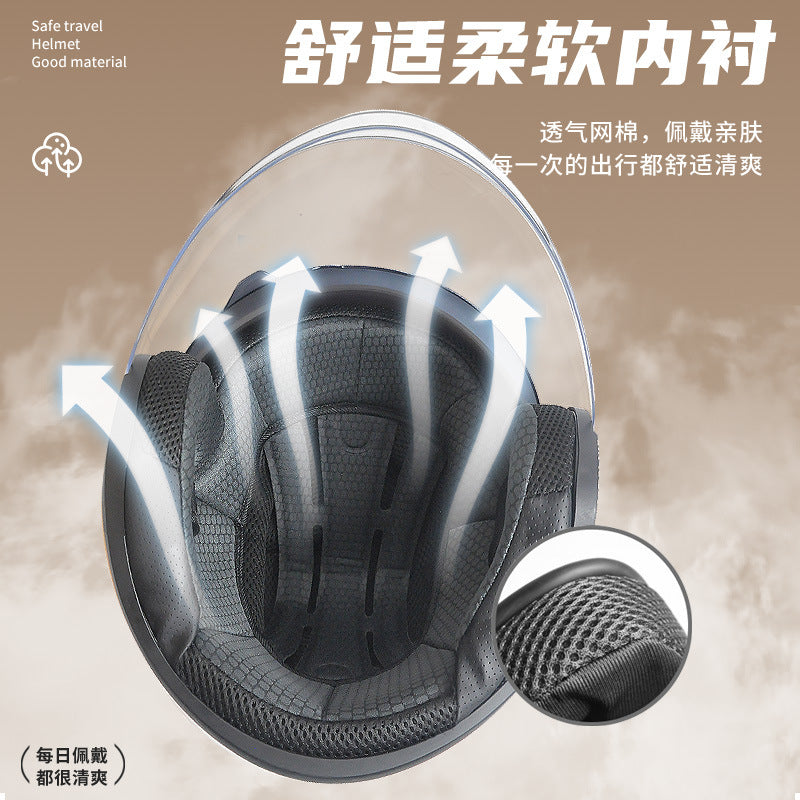 Foreign Trade Specializes in Electric Vehicle Helmets for Men and Women, Universal Motorcycle Ad Half Helmets for All Seasons, Autumn and Winter Warm Safety Helmets
