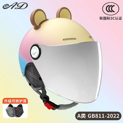 Ad Factory 3C Certified Electric Vehicle Helmet Men's and Women's Couple Helmet All-Season Motorcycle Summer Sun Protection Half Helmet
