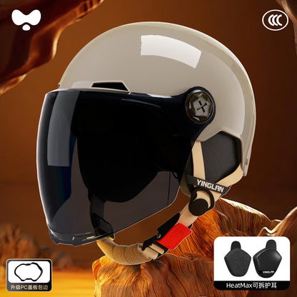 Electric Vehicle Helmet for Women, Sun Protection, 3C Certified, Suitable for All Seasons, Winter Warmth, Battery Motorcycle Safety Helmet for Men