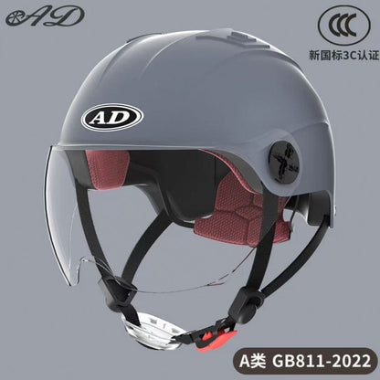 Ad Electric Motorcycle Helmet for Men and Women, Summer 3C Certified Half Helmet, Battery Car Safety Helmet, Sun Protection for Riding