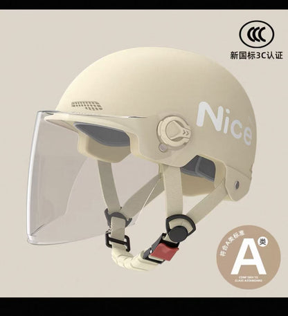 New National Standard 3C Certified Electric Vehicle Helmet for Men, Summer, Women's Battery Motorcycle Half Helmet, Lightweight Anti-Collision Helmet