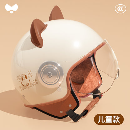 Cute Winter Warm Motorcycle Helmet for Children, Parent-Child Electric Bike Helmet for Girls, 3C Certified, Boys' Safety Helmet