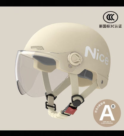 New National Standard 3C Certified Electric Vehicle Helmet for Men, Summer, Women's Battery Motorcycle Half Helmet, Lightweight Anti-Collision Helmet
