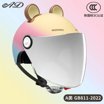 Ad Factory 3C Certified Electric Vehicle Helmet Men's and Women's Couple Helmet All-Season Motorcycle Summer Sun Protection Half Helmet