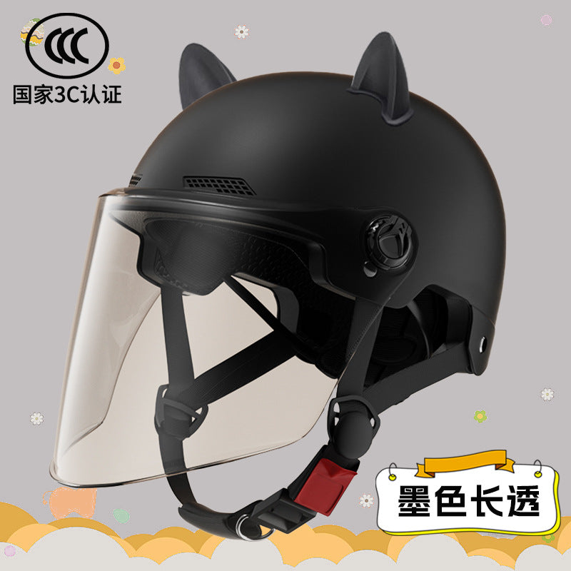 2024 New cat Ears Electric Vehicle Helmet 3c certified Men's and Women's Summer cycling Sunscreen Helmet Ready Direct Supply
