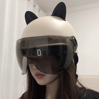 2024 New cat Ears Electric Vehicle Helmet 3c certified Men's and Women's Summer cycling Sunscreen Helmet Ready Direct Supply