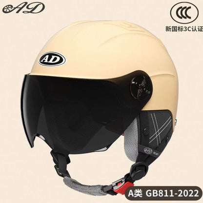 Ad Electric Motorcycle Helmet for Men and Women, Summer 3C Certified Half Helmet, Battery Car Safety Helmet, Sun Protection for Riding