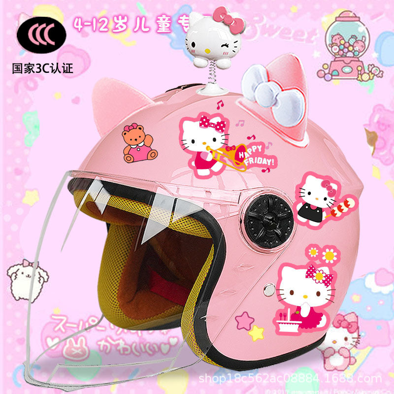 Winter Children's Electric Car Helmet Men's and Women's Cute Warm Thickened Half Helmet Motorcycle Full Helmet Autumn and Winter Helmet