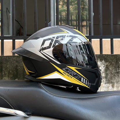 Orz3C Certified Motorcycle Helmet Men's and Women's Dual-Lens Full-Face Helmet Summer Personalized Tail Bluetooth Semi-Full Coverage
