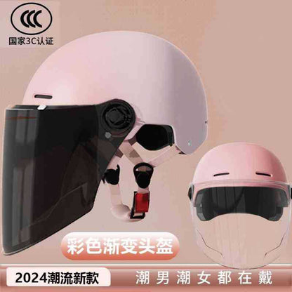 Electric Motorcycle Helmet Men's and Women's Safety Hat Autumn and Winter Four Seasons Battery Car Riding Half Helmet