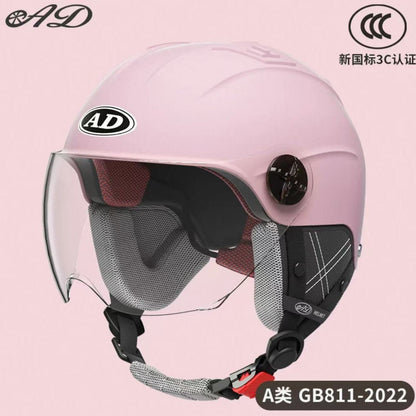 Ad Electric Motorcycle Helmet for Men and Women, Summer 3C Certified Half Helmet, Battery Car Safety Helmet, Sun Protection for Riding