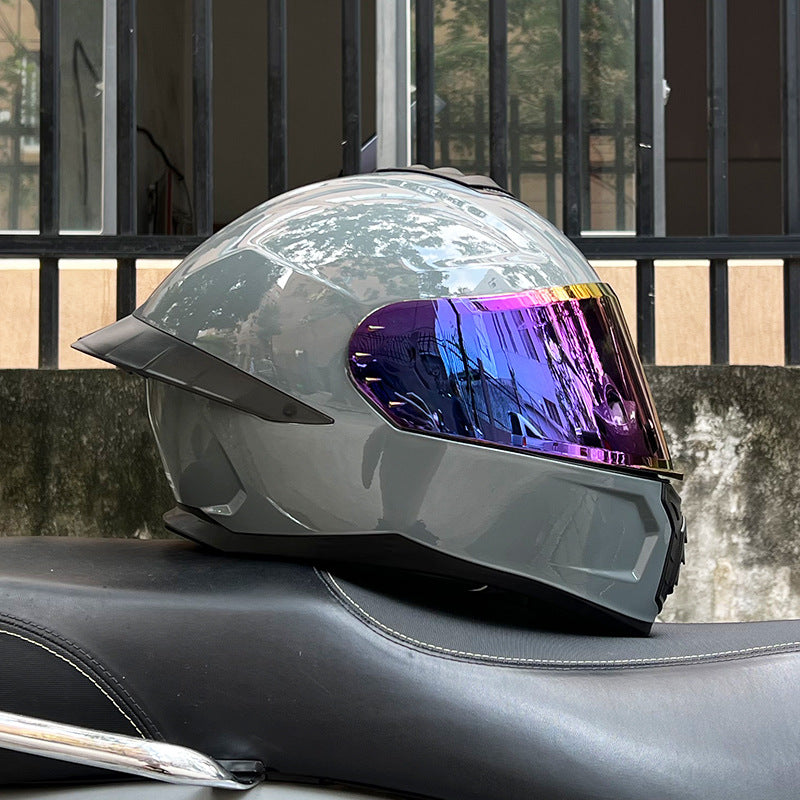 Orz3C Certified Motorcycle Helmet Men's and Women's Dual-Lens Full-Face Helmet Summer Personalized Tail Bluetooth Semi-Full Coverage