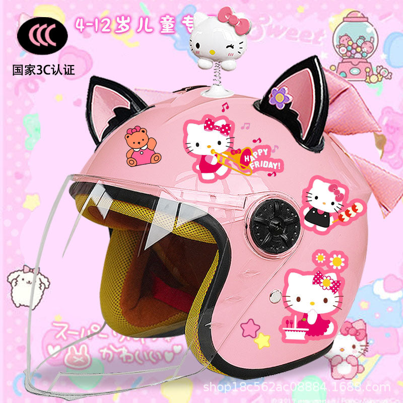 Winter Children's Electric Car Helmet Men's and Women's Cute Warm Thickened Half Helmet Motorcycle Full Helmet Autumn and Winter Helmet