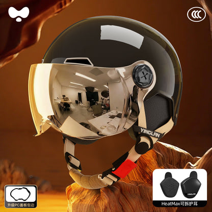 Electric Vehicle Helmet for Women, Sun Protection, 3C Certified, Suitable for All Seasons, Winter Warmth, Battery Motorcycle Safety Helmet for Men