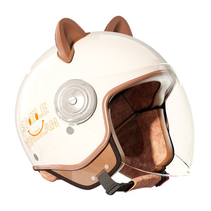 Cute Winter Warm Motorcycle Helmet for Children, Parent-Child Electric Bike Helmet for Girls, 3C Certified, Boys' Safety Helmet