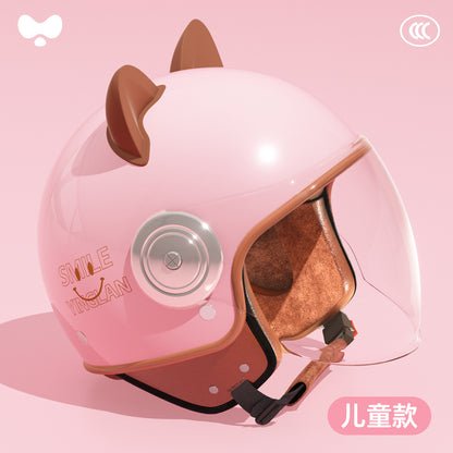Cute Winter Warm Motorcycle Helmet for Children, Parent-Child Electric Bike Helmet for Girls, 3C Certified, Boys' Safety Helmet