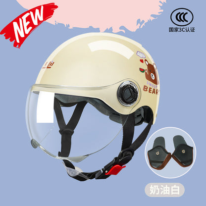 3C Certified Motorcycle Helmet Summer Collision Avoidance for Boys and Girls Aged 6-14 Four Seasons Universal Electric Vehicle Safety Helmet